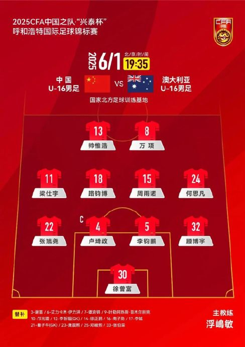 U16四國賽奪冠：09國少5-2逆轉澳大利亞，替補雙星79分鐘后鎖定勝局