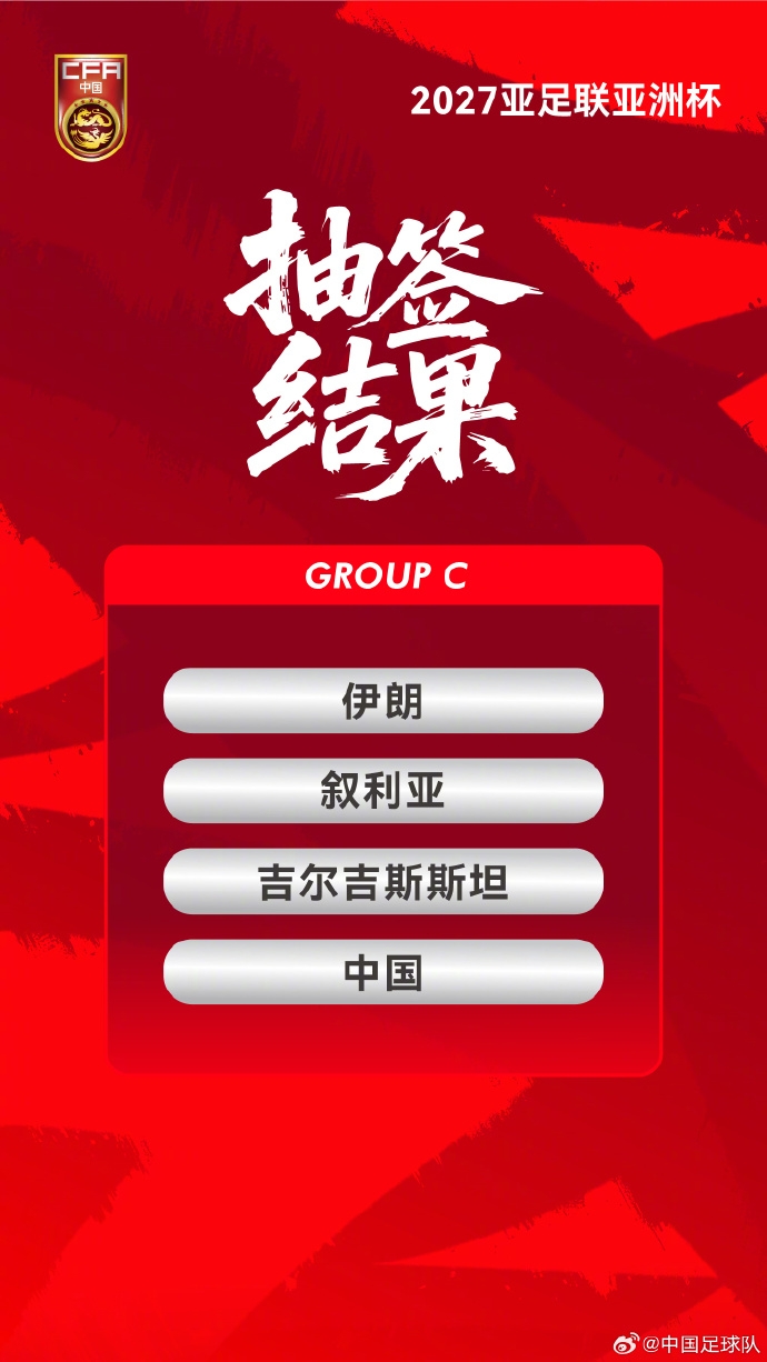 2027亞洲杯抽簽揭曉:國足落位C組,直面伊朗敘利亞吉爾吉斯斯坦 2027亞洲杯抽簽揭曉:國足落位C組,直面伊朗敘利亞吉爾吉斯斯坦